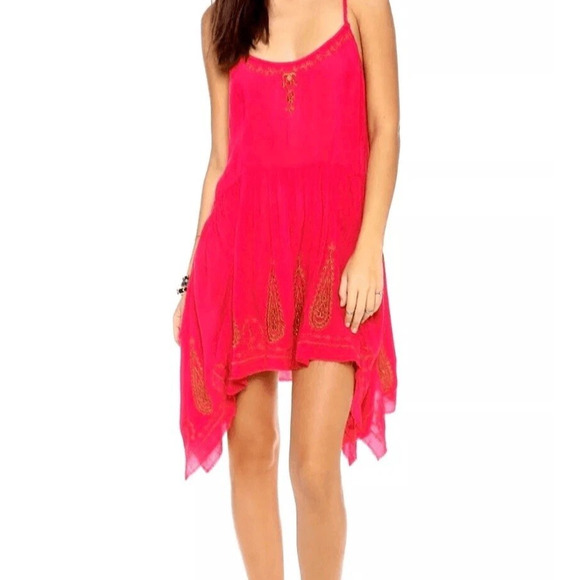 Free People Intimately Meadows Of Medallion Flowy BohoSlip Dress In Tango Pink S - Picture 2 of 9